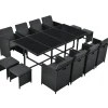 Polyrattan Essgruppe Baracoa XXL 13 Teilig Schwarz*Juskys Outlet