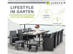 Polyrattan Essgruppe Baracoa XXL 13 Teilig Schwarz*Juskys Outlet