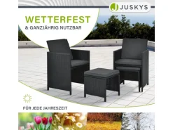 Polyrattan Essgruppe Baracoa XXL 13 Teilig Schwarz*Juskys Outlet