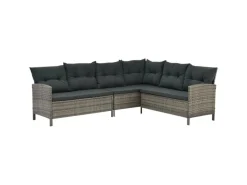 Juskys Balkonmöbel|Lounge-Gartenmöbel|Polyrattan Gartenmöbel Lounge Manacor Grau Meliert mit Bezügen in