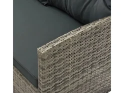 Juskys Balkonmöbel|Lounge-Gartenmöbel|Polyrattan Gartenmöbel Lounge Manacor Grau Meliert mit Bezügen in