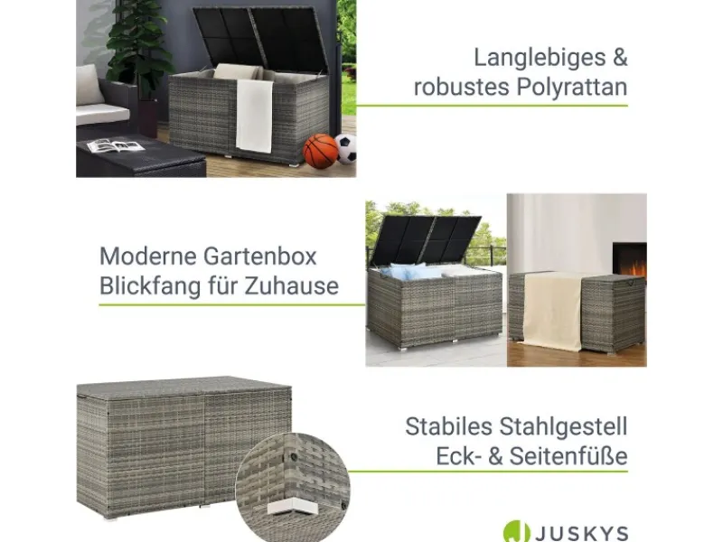 Juskys Outdoor-Spielzeug|Auflagenboxen|Polyrattan Gartenmöbel Auflagenbox Ikaria mit Innenplane in