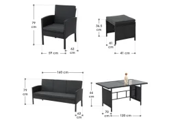 Polyrattan Gartenmöbel Sitzgruppe Turin*Juskys Discount