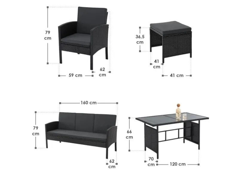Polyrattan Gartenmöbel Sitzgruppe Turin*Juskys Discount