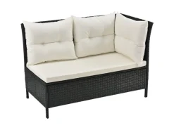 Polyrattan Gartenmöbel Lounge Manacor Schwarz mit Bezügen in Creme*Juskys Outlet