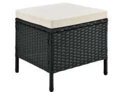 Polyrattan Gartenmöbel Lounge Manacor Schwarz mit Bezügen in Creme*Juskys Outlet