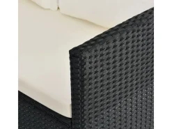 Polyrattan Gartenmöbel Lounge Manacor Schwarz mit Bezügen in Creme*Juskys Outlet