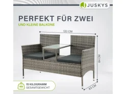 Polyrattan Gartenmöbel Sitzgruppe Monaco Grau Meliert und e Bezüge*Juskys Discount