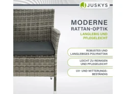 Polyrattan Gartenmöbel Sitzgruppe Monaco Grau Meliert und e Bezüge*Juskys Discount
