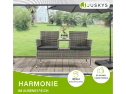Polyrattan Gartenmöbel Sitzgruppe Monaco Grau Meliert und e Bezüge*Juskys Discount