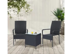 Juskys Gartenstühle|Gartenmöbel-Sets|Polyrattan Gartenstühle Yoro 8er Set Stapelbar mit Armlehnen