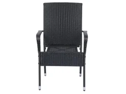 Juskys Gartenstühle|Gartenmöbel-Sets|Polyrattan Gartenstühle Yoro 8er Set Stapelbar mit Armlehnen