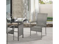 Polyrattan Gartenstühle Yoro 8er Set Stapelbar mit Armlehnen Meliert*Juskys Clearance