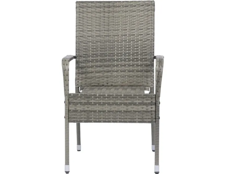 Juskys Gartenstühle|Gartenmöbel-Sets|Polyrattan Gartenstühle Yoro 4er Set Stapelbar mit Armlehnen Grau Meliert