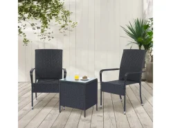 Juskys Gartenstühle|Gartenmöbel-Sets|Polyrattan Gartenstühle Yoro 4er Set Stapelbar mit Armlehnen