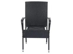 Juskys Gartenstühle|Gartenmöbel-Sets|Polyrattan Gartenstühle Yoro 4er Set Stapelbar mit Armlehnen