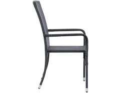 Juskys Gartenstühle|Gartenmöbel-Sets|Polyrattan Gartenstühle Yoro 4er Set Stapelbar mit Armlehnen