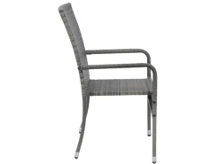 Polyrattan Gartenstühle Yoro 2er Set Stapelbar mit Armlehnen Grau Meliert*Juskys Outlet