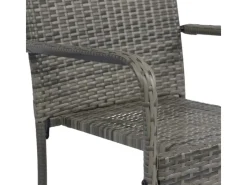 Polyrattan Gartenstühle Yoro 2er Set Stapelbar mit Armlehnen Grau Meliert*Juskys Outlet
