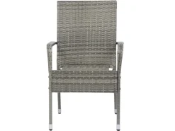 Juskys Gartenmöbel-Sets|Gartenstühle|Polyrattan Gartenstühle Yoro 6er Set Stapelbar mit Armlehnen Grau Meliert