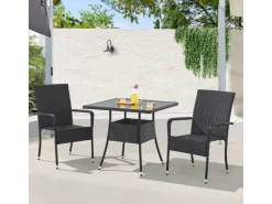 Juskys Gartentische|Polyrattan Gartentisch Yoro Quadratisch 80x80 cm