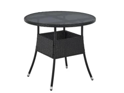 Juskys Gartentische|Polyrattan Gartentisch Yoro Rund 80 cm