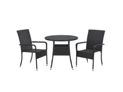 Juskys Gartentische|Polyrattan Gartentisch Yoro Rund 80 cm