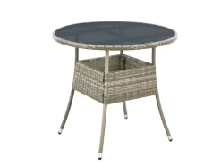 Juskys Gartentische|Polyrattan Gartentisch Yoro Rund 80 cm