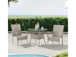 Juskys Gartentische|Polyrattan Gartentisch Yoro Rund 80 cm