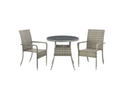 Juskys Gartentische|Polyrattan Gartentisch Yoro Rund 80 cm