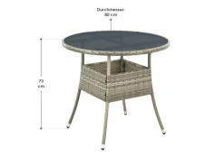 Juskys Gartentische|Polyrattan Gartentisch Yoro Rund 80 cm