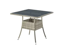 Juskys Gartentische|Polyrattan Gartentisch Yoro Quadratisch 80x80 cm