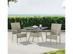 Juskys Gartentische|Polyrattan Gartentisch Yoro Quadratisch 80x80 cm