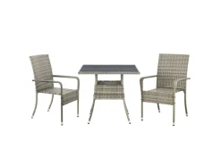 Juskys Gartentische|Polyrattan Gartentisch Yoro Quadratisch 80x80 cm