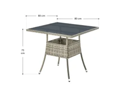 Juskys Gartentische|Polyrattan Gartentisch Yoro Quadratisch 80x80 cm