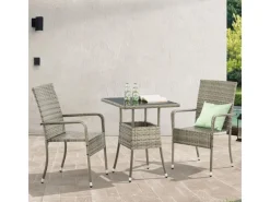 Juskys Gartentische|Polyrattan Gartentisch Yoro Quadratisch 60x60 cm