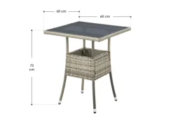 Juskys Gartentische|Polyrattan Gartentisch Yoro Quadratisch 60x60 cm