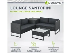 Polyrattan Lounge Santorini Schwarz Grau*Juskys