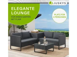 Polyrattan Lounge Santorini Schwarz Grau*Juskys