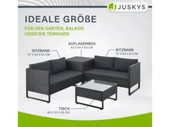 Polyrattan Lounge Santorini Schwarz Grau*Juskys