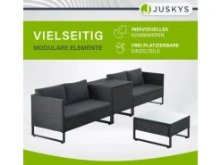 Polyrattan Lounge Santorini Schwarz Grau*Juskys