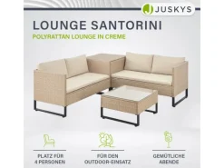 Juskys Auflagenboxen|Polyrattan Lounge Santorini Creme Sand