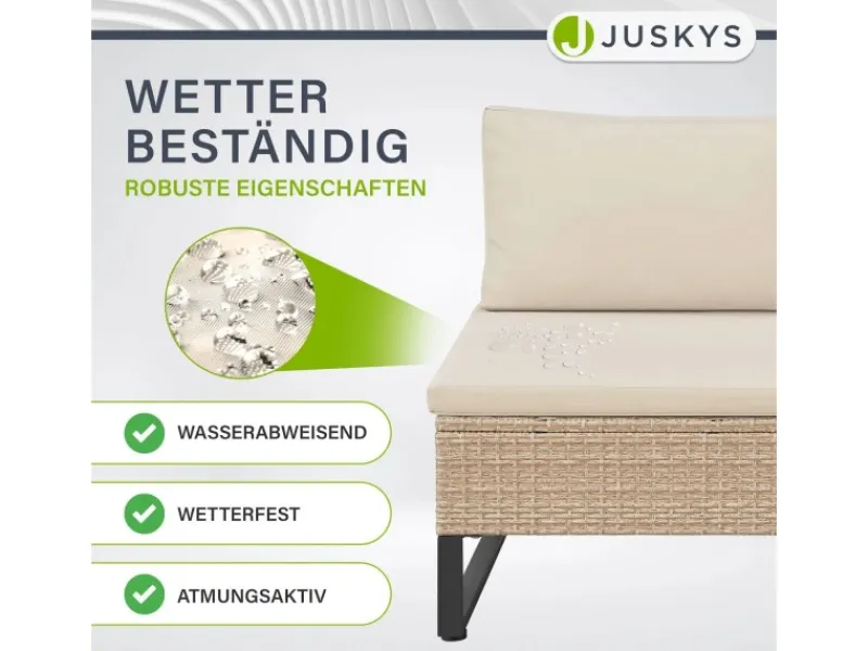 Juskys Auflagenboxen|Polyrattan Lounge Santorini Creme Sand