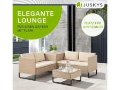 Juskys Auflagenboxen|Polyrattan Lounge Santorini Creme Sand