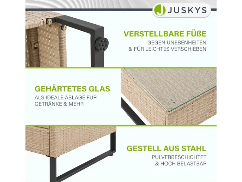 Juskys Auflagenboxen|Polyrattan Lounge Santorini Creme Sand