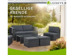 Polyrattan Lounge Salou Schwarz Grau*Juskys