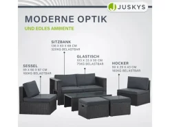 Polyrattan Lounge Salou Schwarz Grau*Juskys