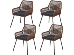 Juskys Gartenstühle|Rope Gartenstühle Kastos 4er Set