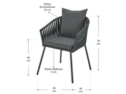 Juskys Gartenstühle|Rope Stühle 2er Set mit Sitz und Rückenkissen