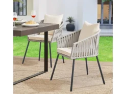 Juskys Gartenstühle|Rope Stühle 2er Set mit Sitz und Rückenkissen